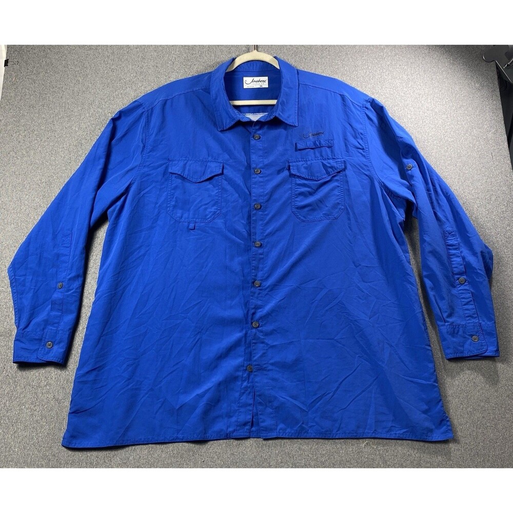 Jawbone Tackle Co Vented Fishing Shirt Mens 3XL  Blue Long/ Roll-up Sleeves